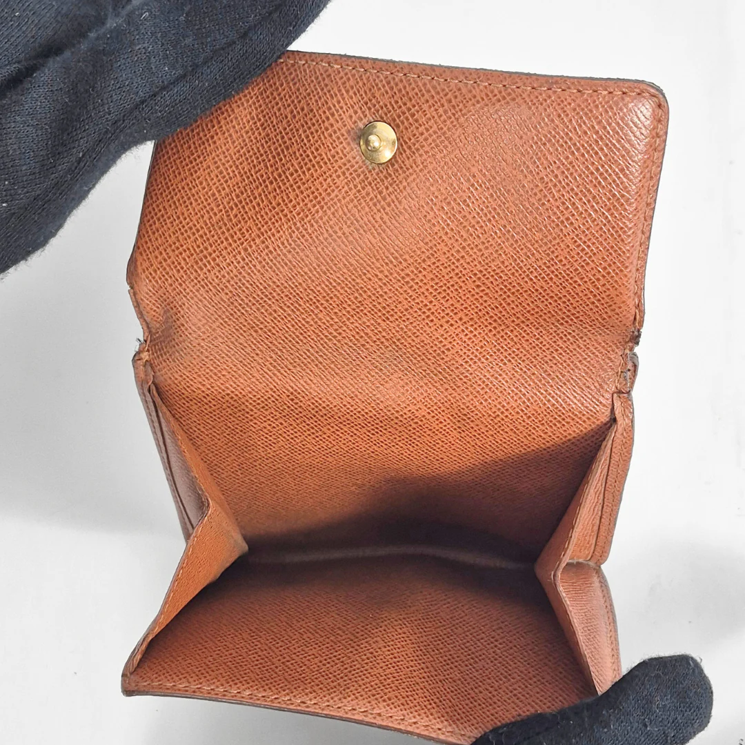 Brown leather wallet on a white background