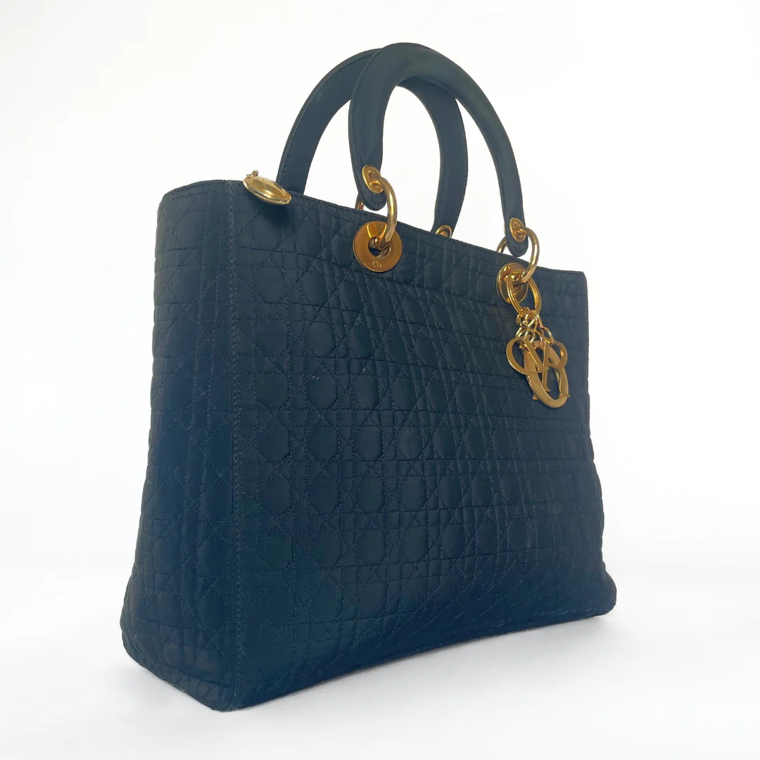 Dior Dior Lady Dior GM Cannage Microfiber - Handbags - Etoile Luxury Vintage