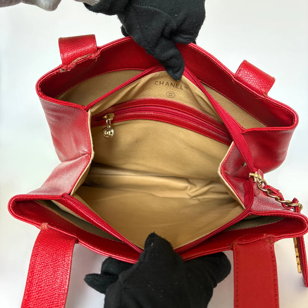 Chanel Chanel Big Shopper Red Leather - Shoulder bags - Etoile Luxury Vintage