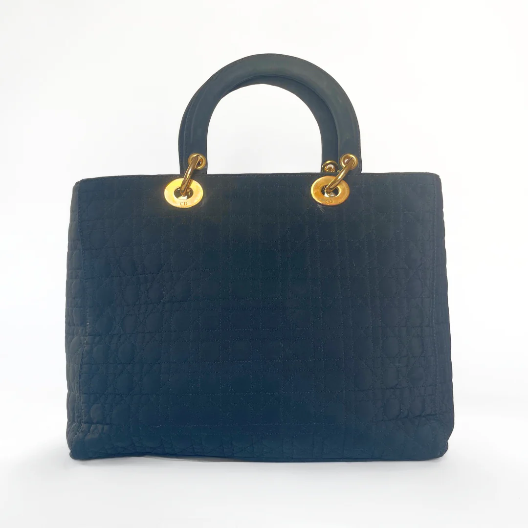 Dior Dior Lady Dior GM Cannage Microfiber - Handbags - Etoile Luxury Vintage