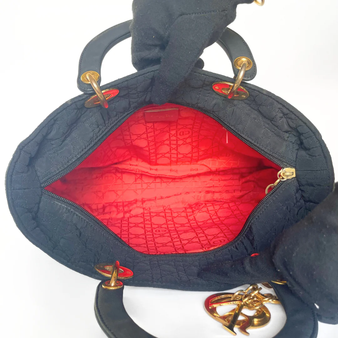 Dior Dior Lady Dior GM Cannage Microfiber - Handbags - Etoile Luxury Vintage