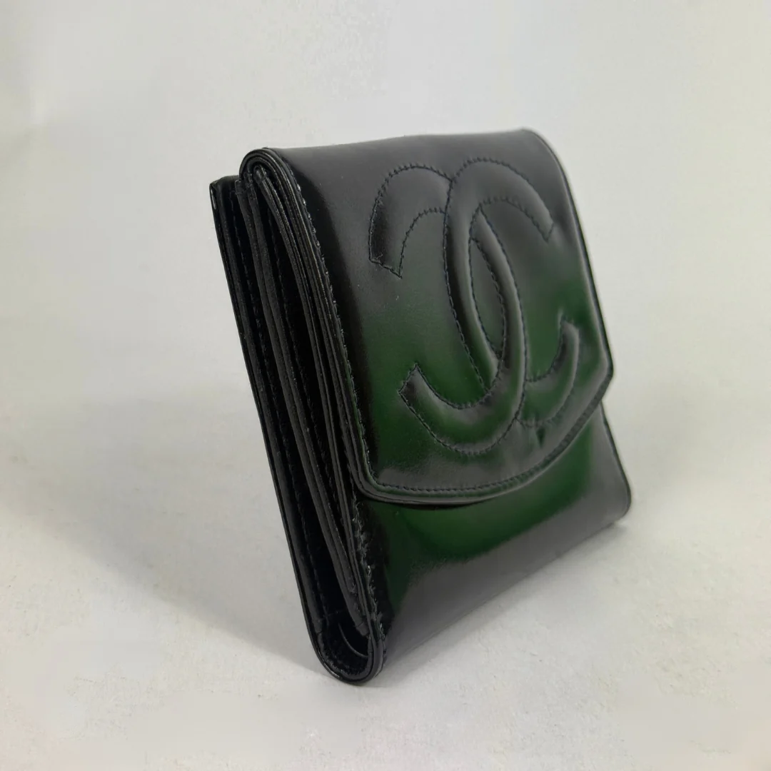 Chanel Black Patent Leather CC Wallet