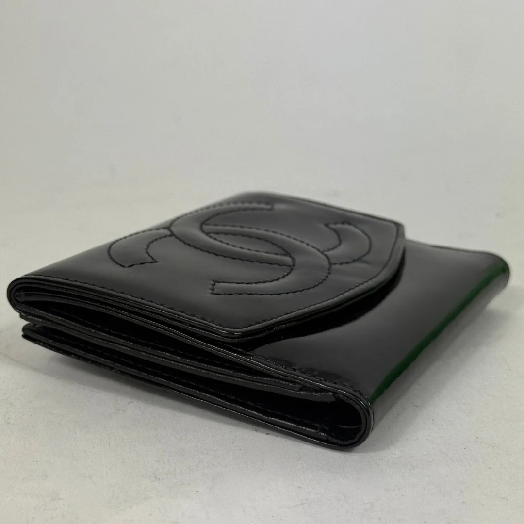 Chanel Black Patent Leather CC Wallet