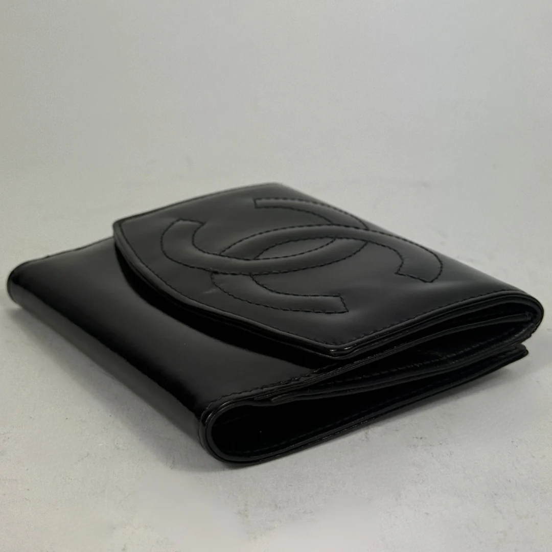 Chanel Black Patent Leather CC Wallet