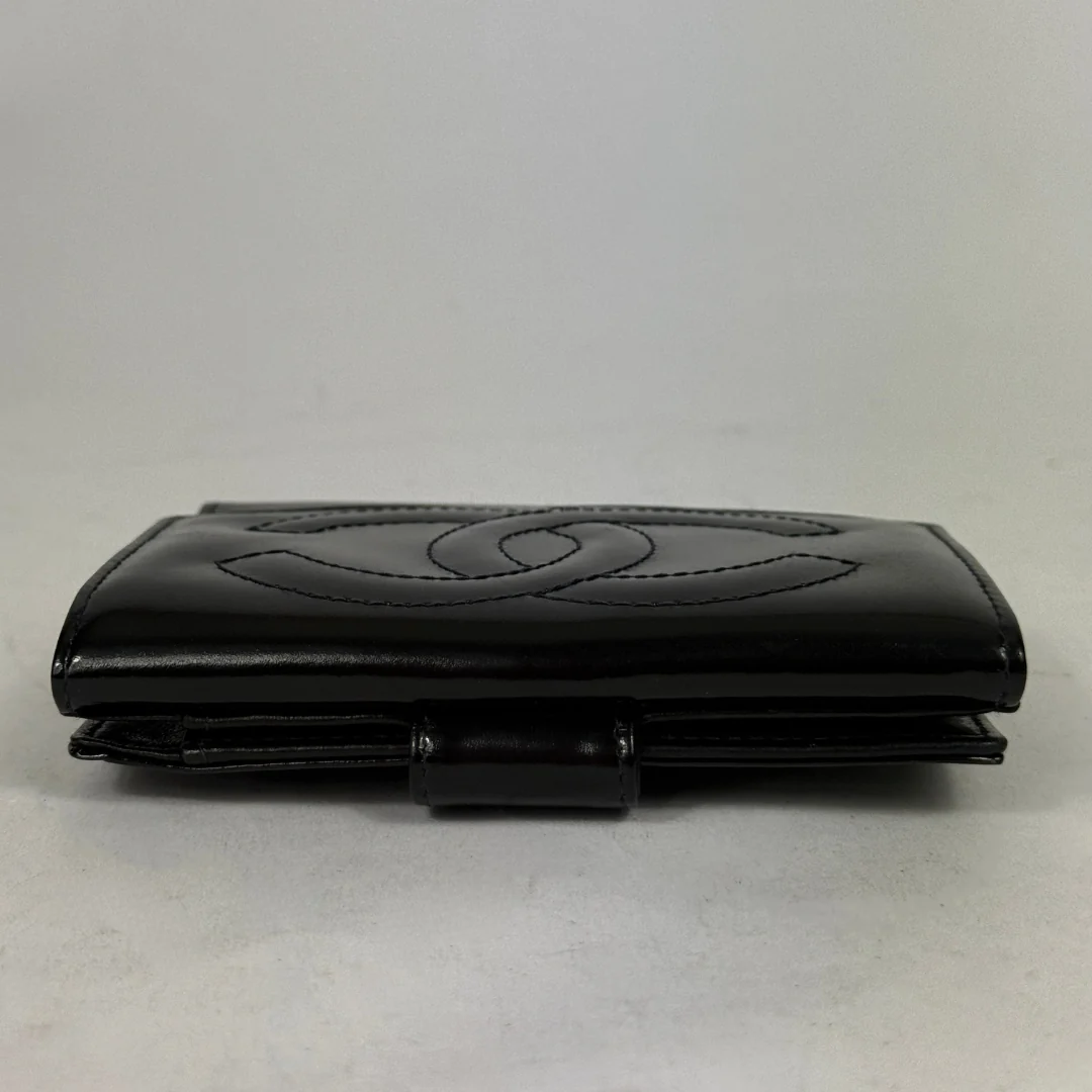 Chanel Black Patent Leather CC Wallet
