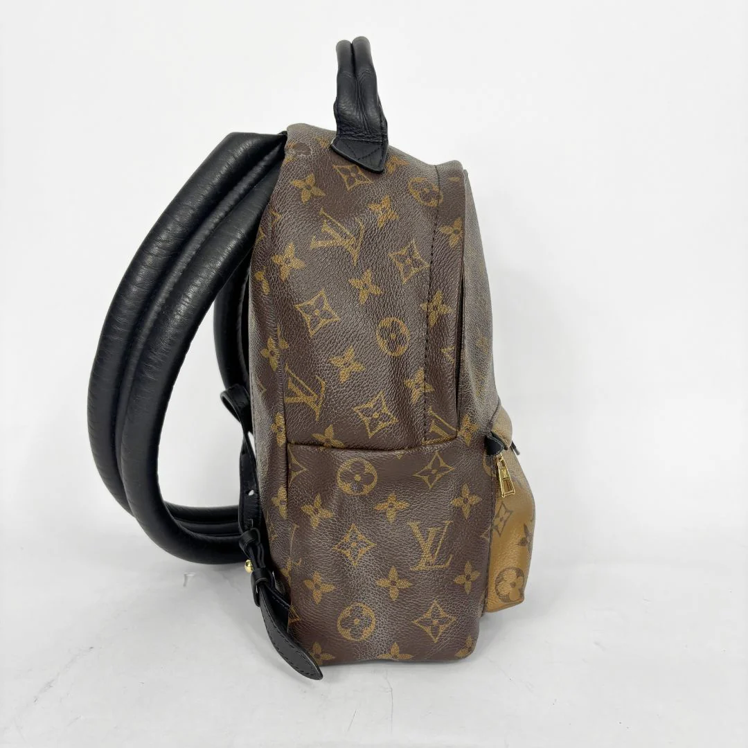 Louis Vuitton backpack with monogram pattern on a white background