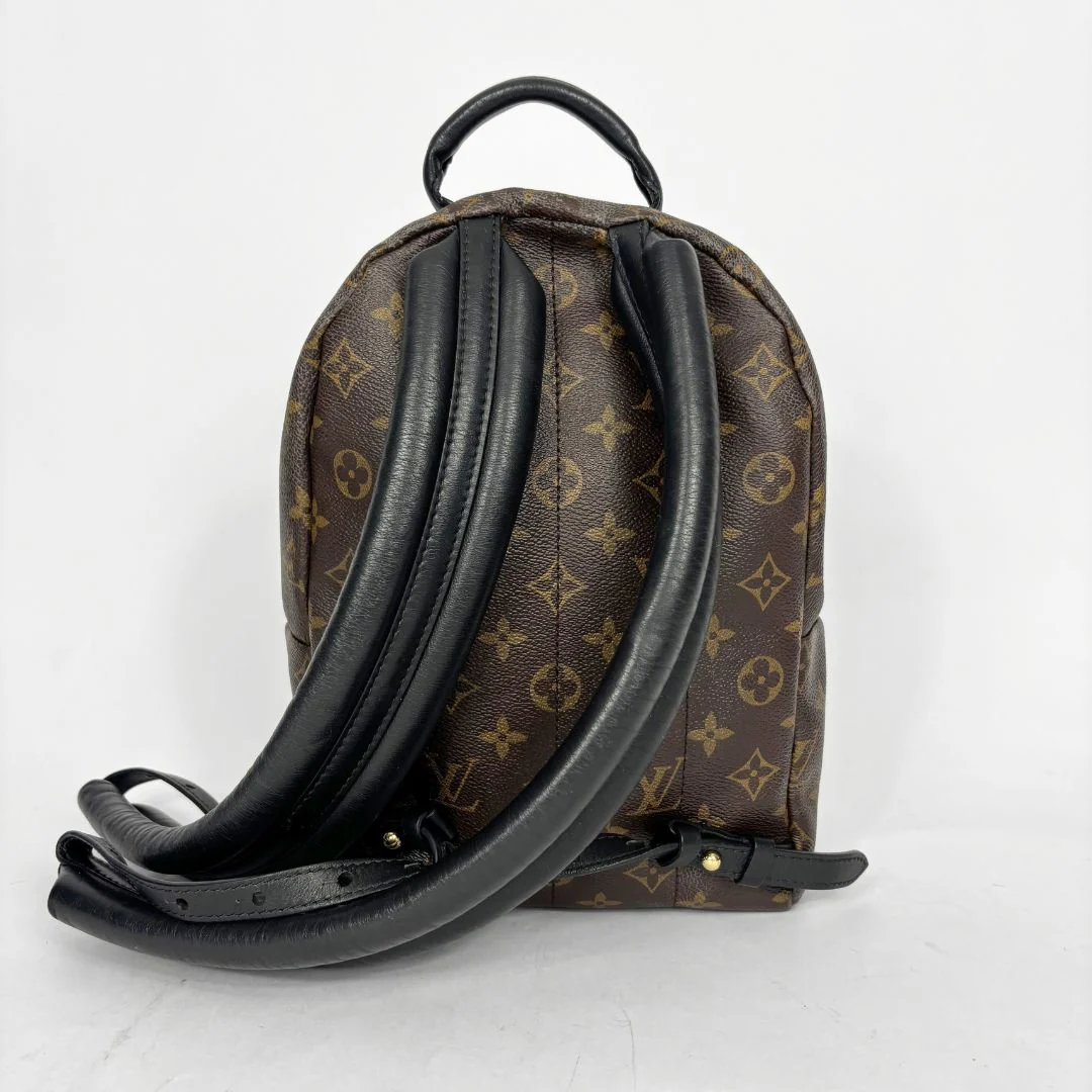 Louis Vuitton backpack with monogram pattern on a white background