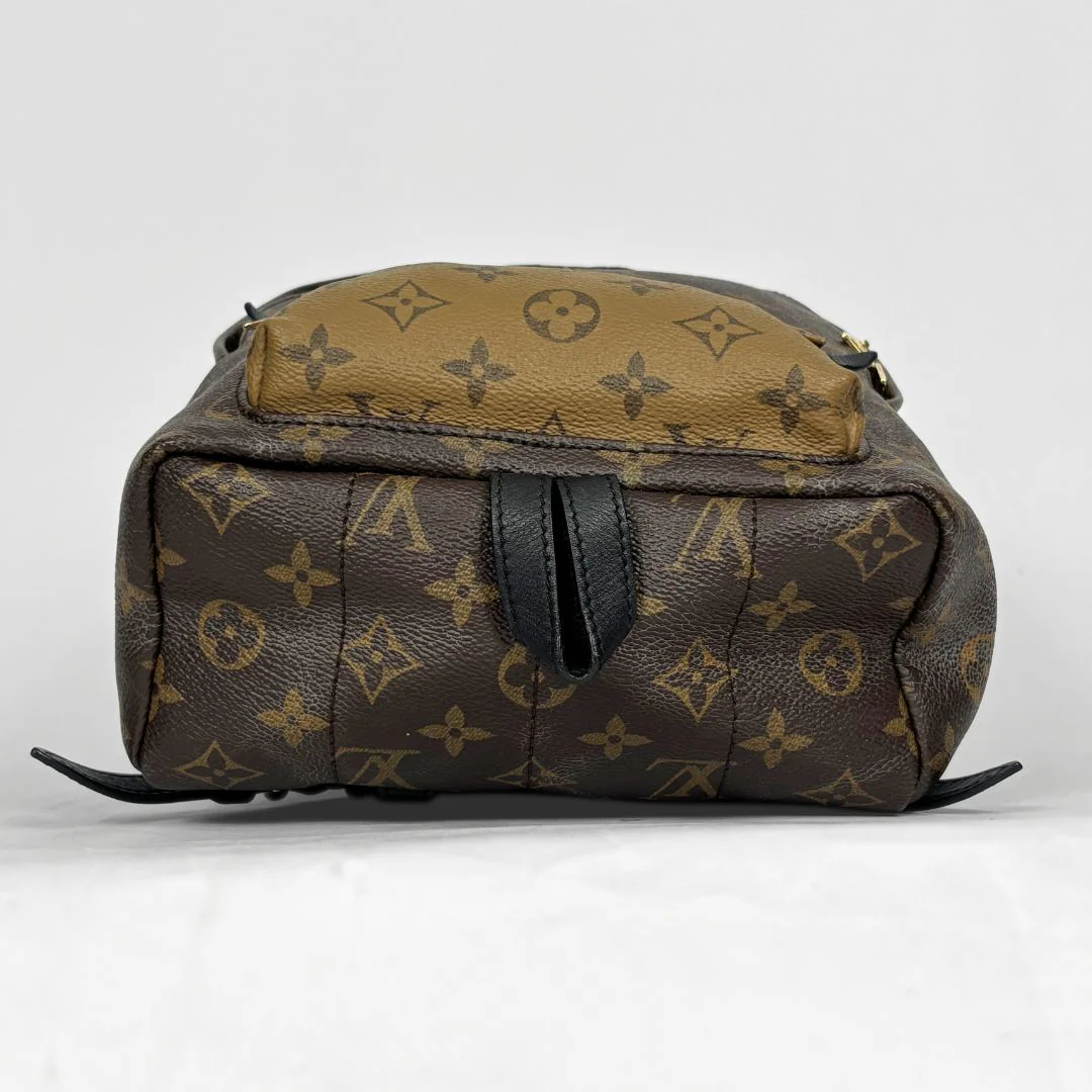 Louis Vuitton backpack with monogram pattern on a white background
