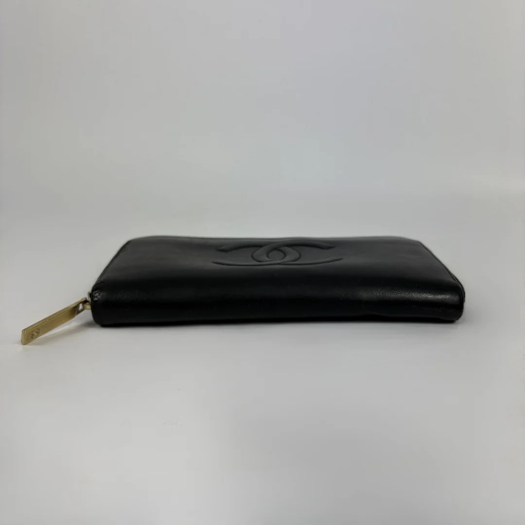 Black Chanel Wallet on white background