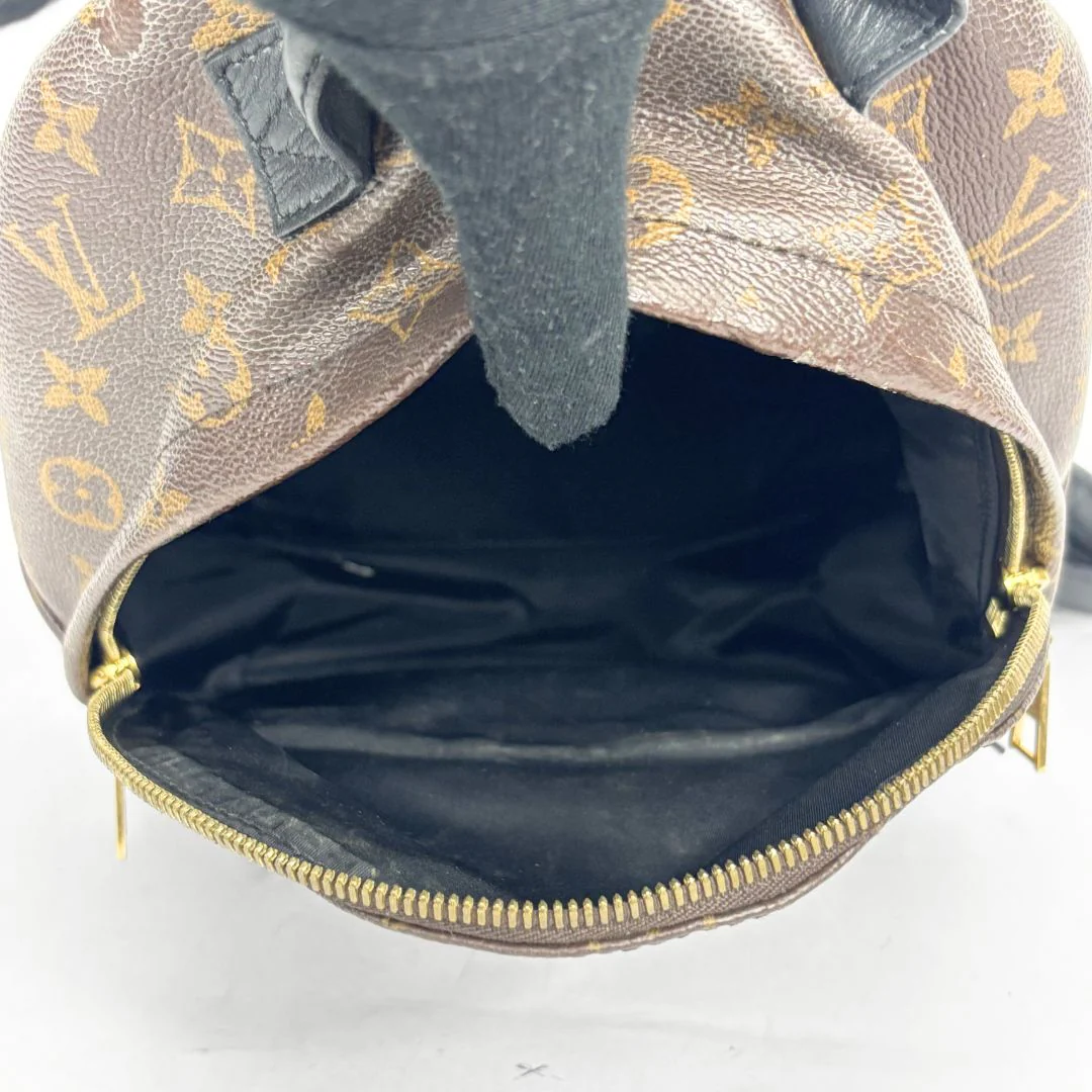 Louis Vuitton backpack with monogram pattern on a white background