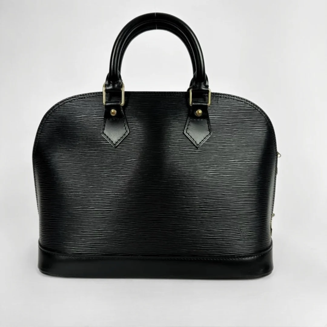 Louis Vuitton Alma in Black Epi Leather on a white