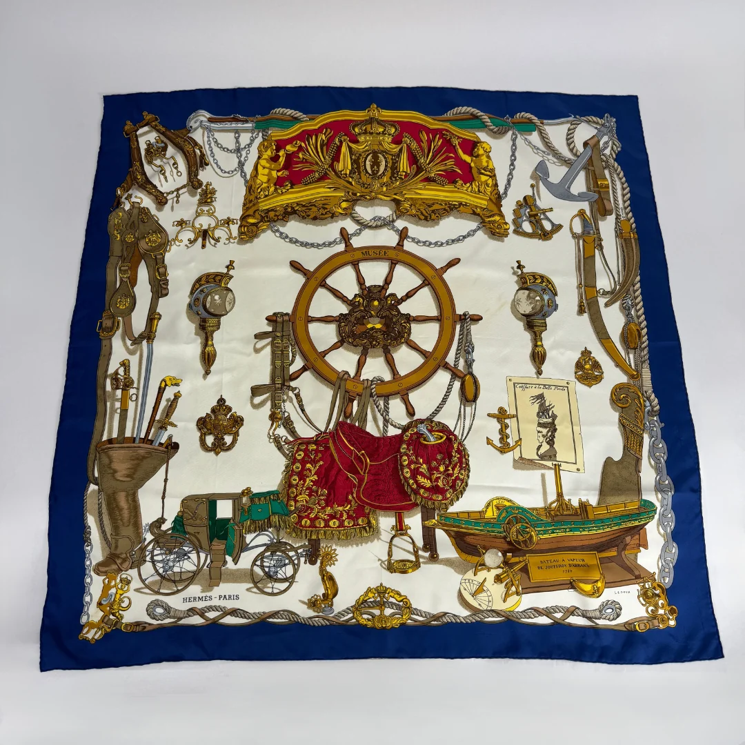 Hermes scarf on white background