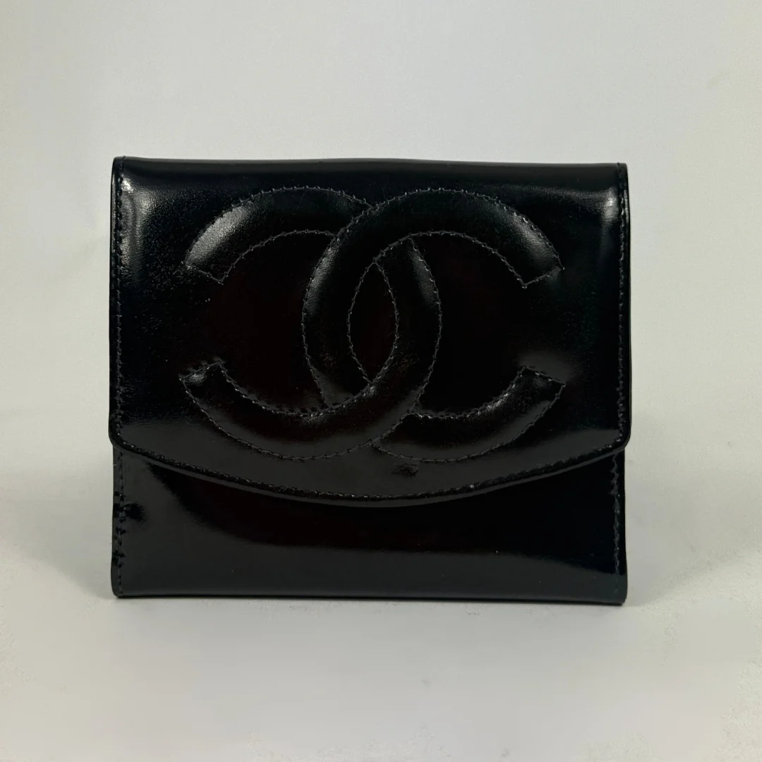 Chanel Black Patent Leather CC Wallet