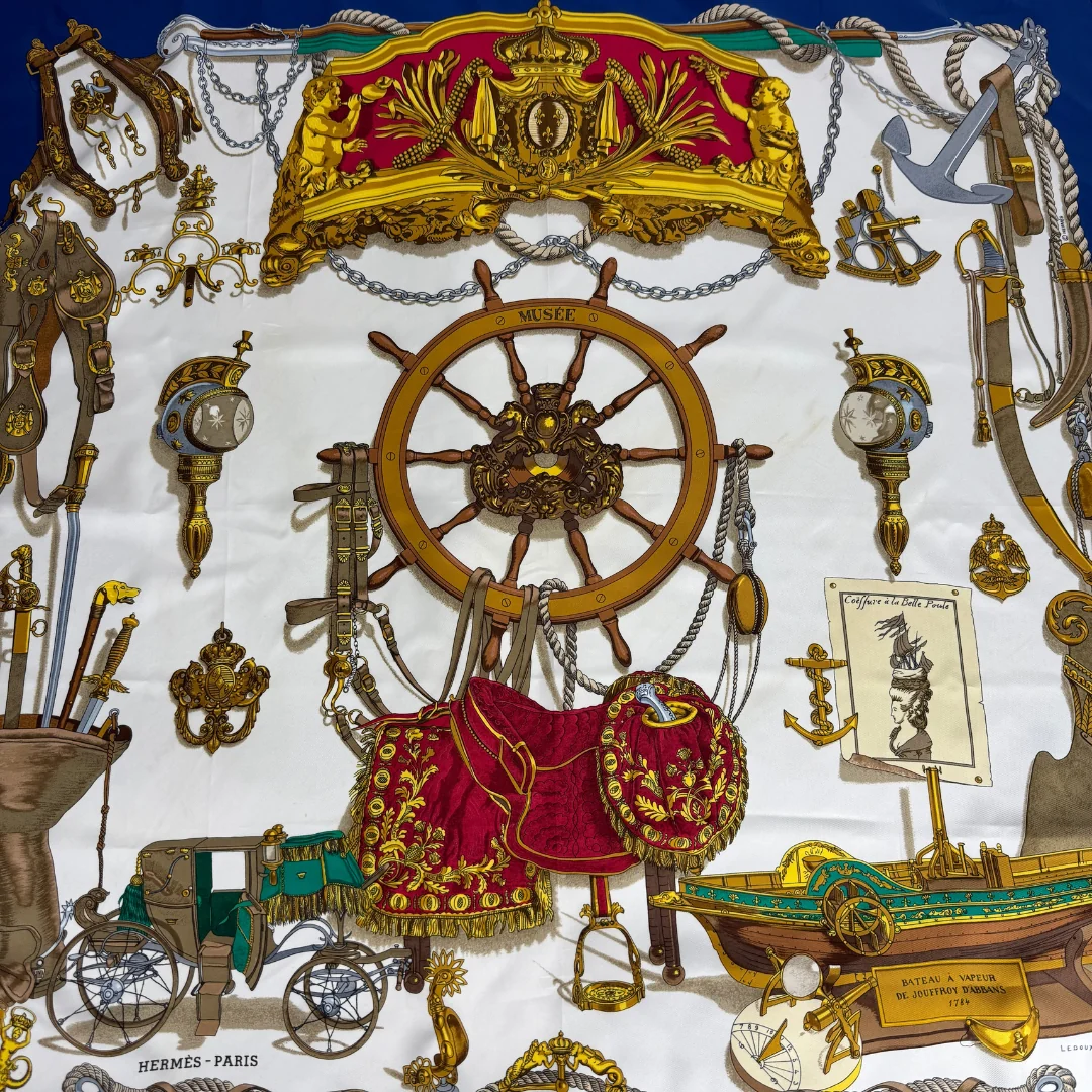 Hermes scarf on white background